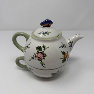 Princess House Vintage Garden Tea for One Stacking Teapot and Cup Set Floral